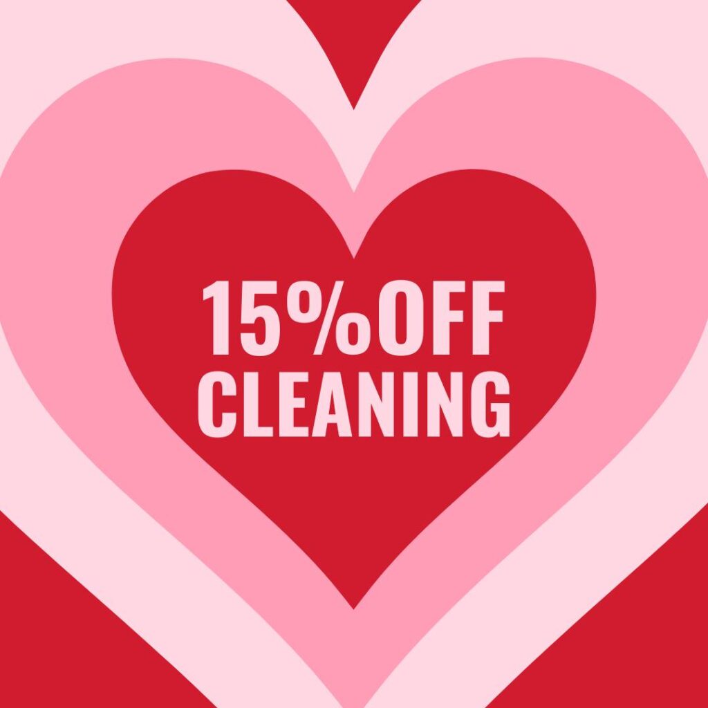 Cartoon Valentine's Day Heart Showcasing 15% Off Cleaning Services